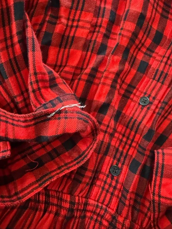 Express Red and Black Plaid Long Sleeve Dress - Picture 8 of 10